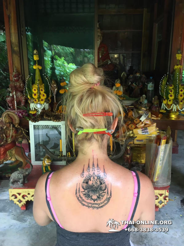Sak Yant tattoos by Ajarn Dam in Forest Monastery of Wat Bo Thong trip from Pattaya to Rayong with Seven Countries tourist agency Thailand photo 12