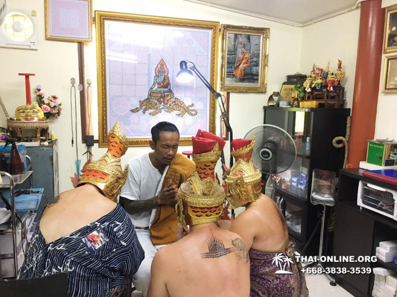 Sak Yant tattoos by Ajarn Dam in Forest Monastery of Wat Bo Thong trip from Pattaya to Rayong with Seven Countries tourist agency Thailand photo 1