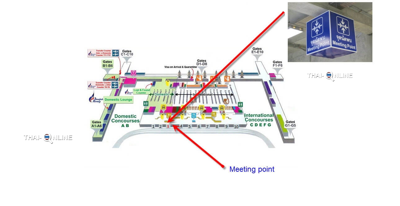 Meeting point in Suvarnabhumi airport Bangkok